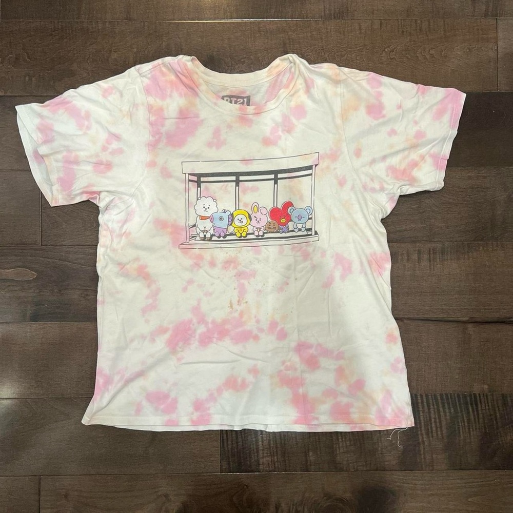 Pink Tie Dye Tee with BT21 Characters